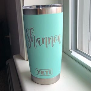 Mint/seafoam Authentic YETI engraved w/ Shannon